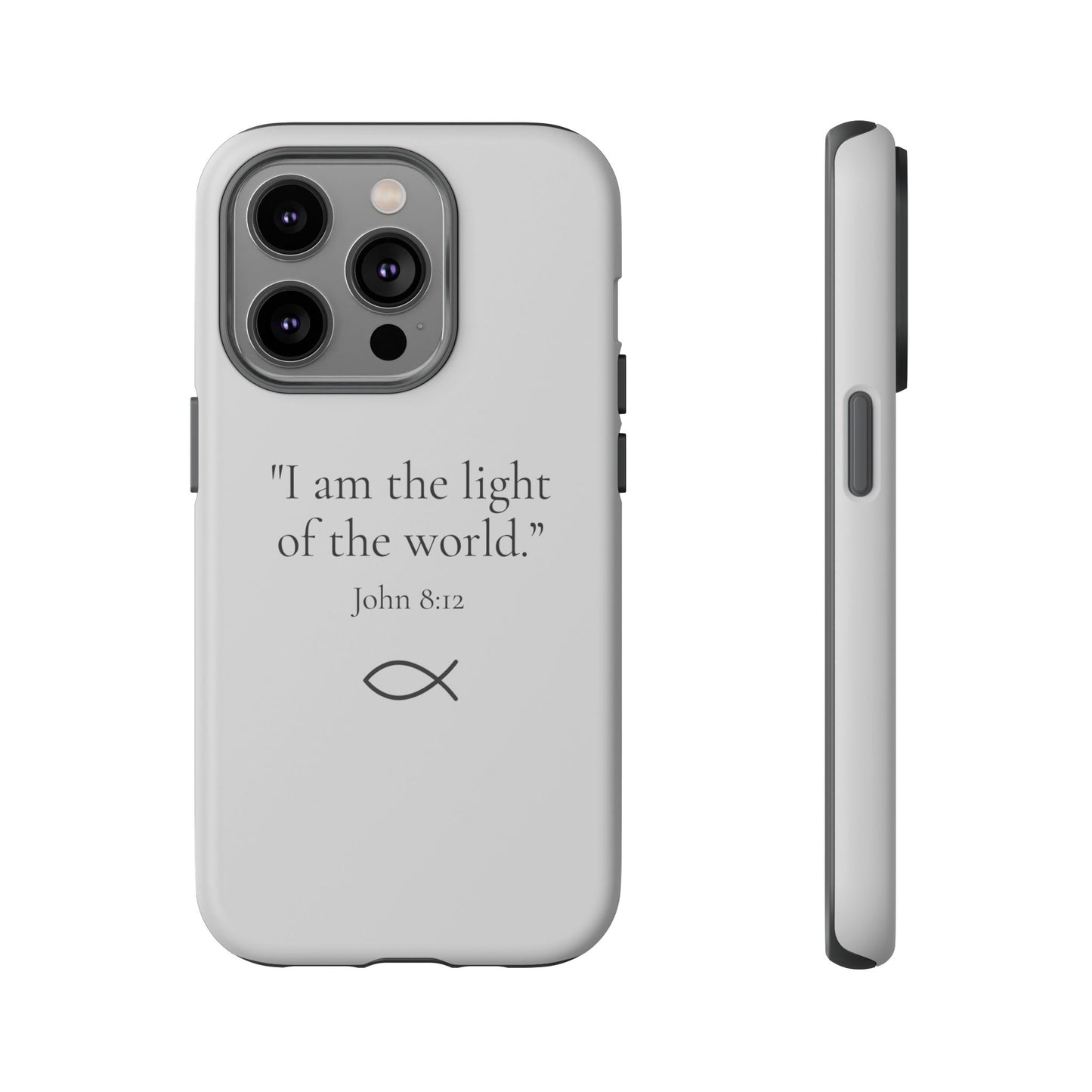 “The Light of the World” – John 8:12 Phone Case – Silver