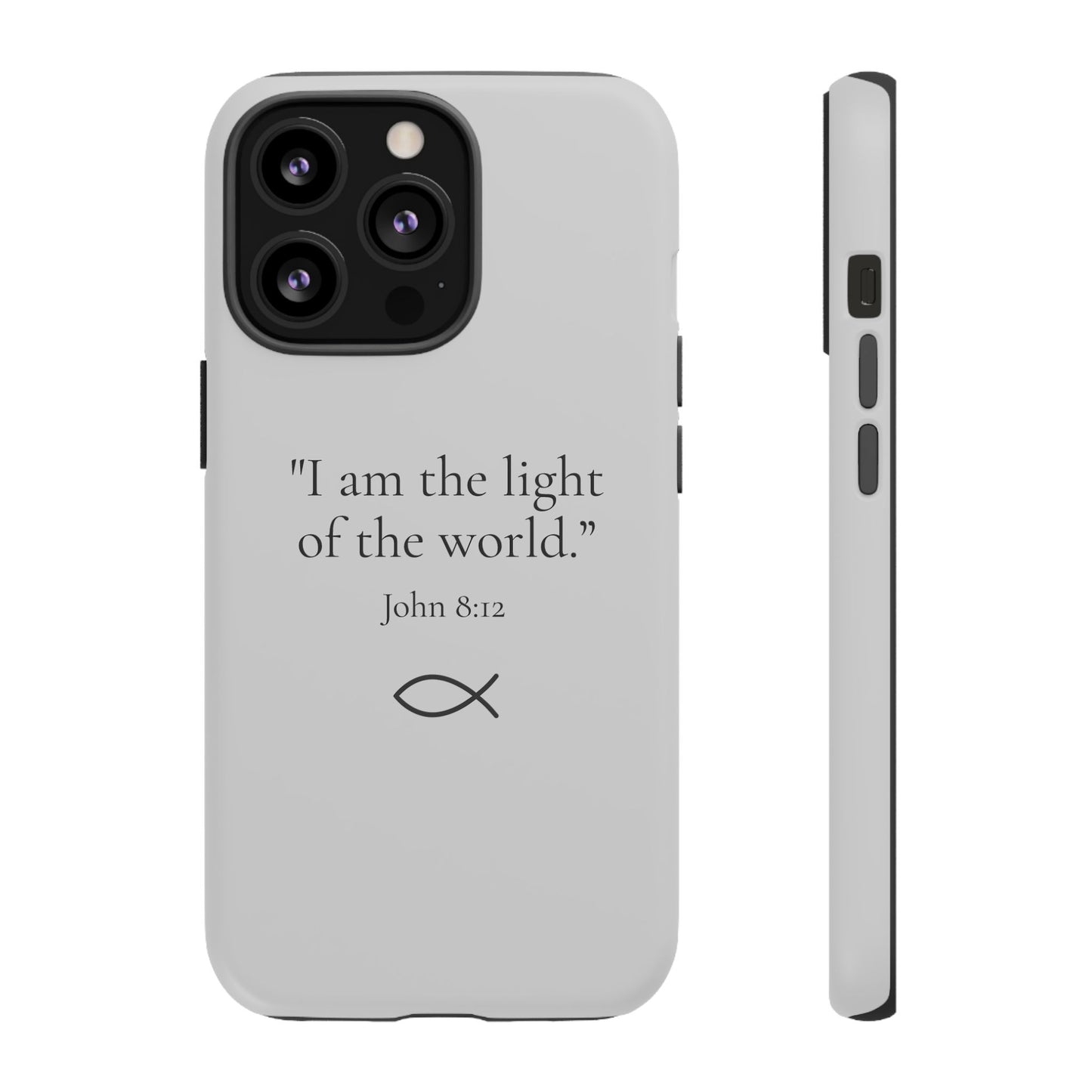 “The Light of the World” – John 8:12 Phone Case – Silver
