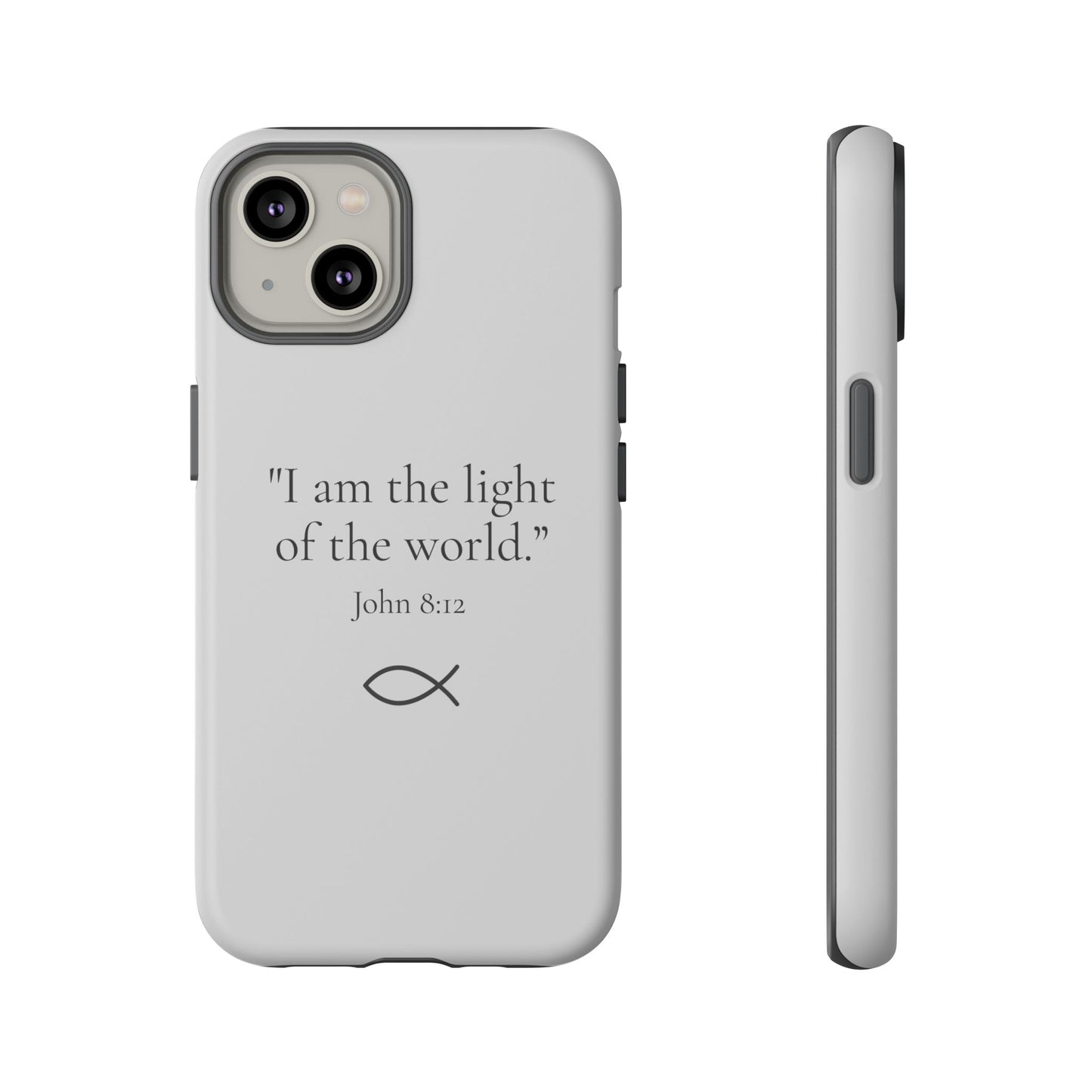 “The Light of the World” – John 8:12 Phone Case – Silver