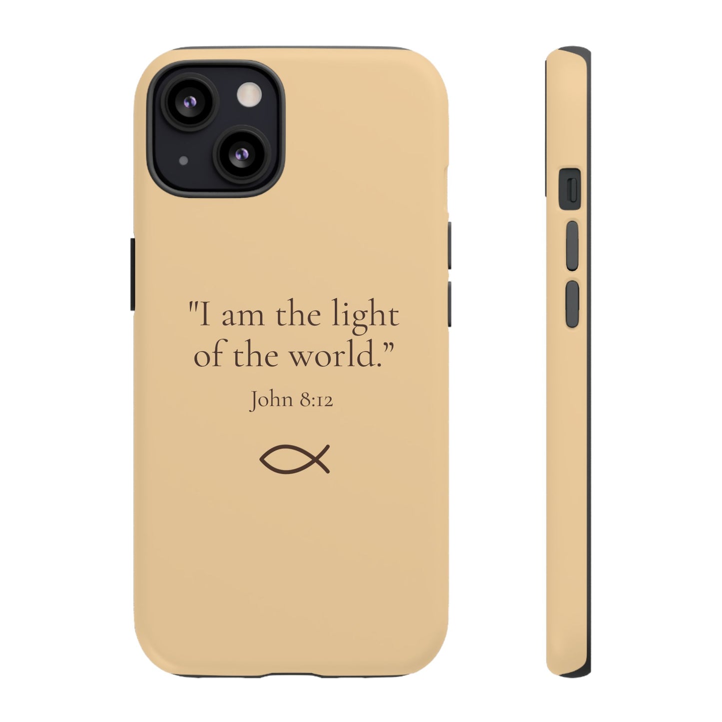 “The Light of the World” – John 8:12 Phone Case – Golden Beige