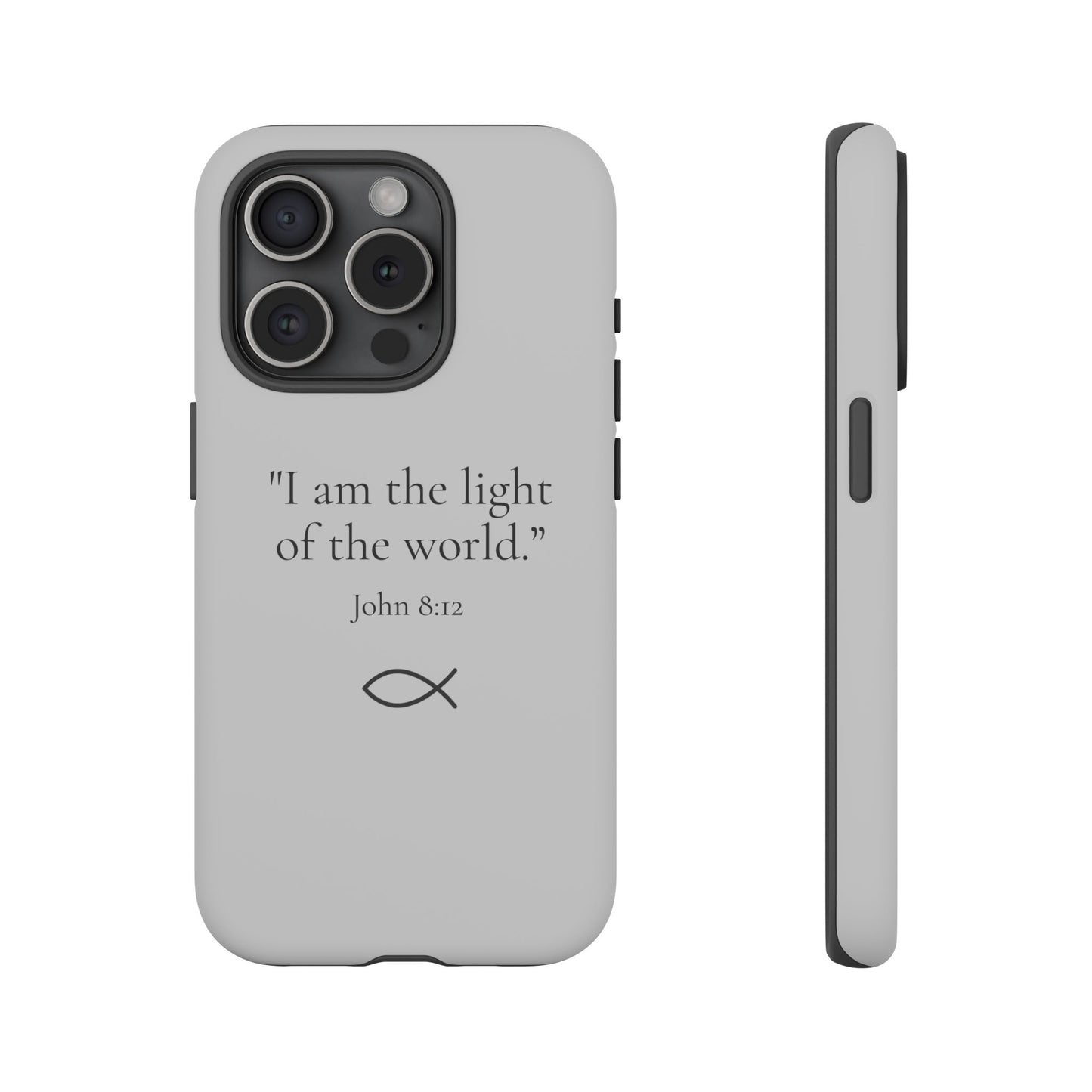 “The Light of the World” – John 8:12 Phone Case – Silver