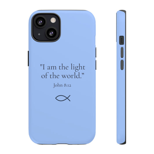“The Light of the World” – John 8:12 Phone Case – Celestial Blue