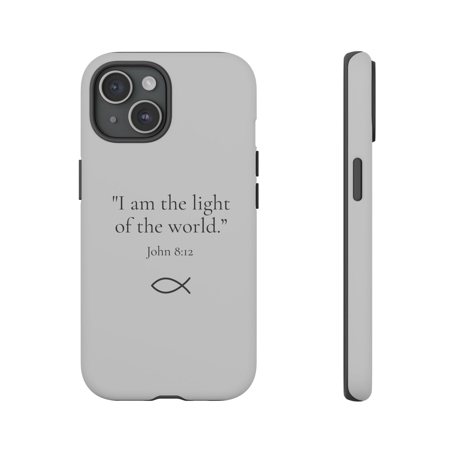 “The Light of the World” – John 8:12 Phone Case – Silver
