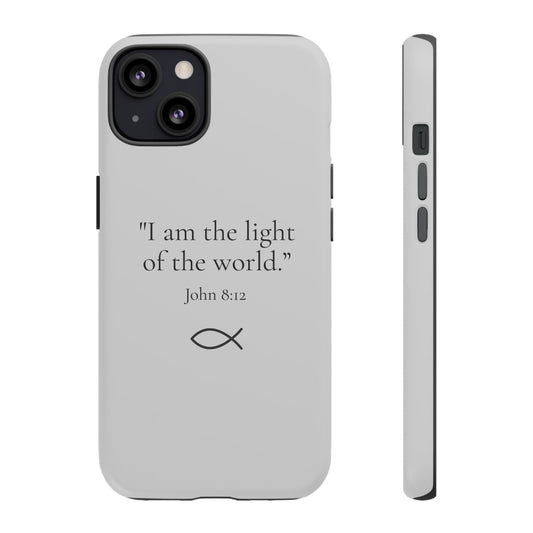 “The Light of the World” – John 8:12 Phone Case – Silver